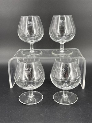 B&B Cognac Liqueur Brandy Snifter Glass Logo Set Of 4 Glasses