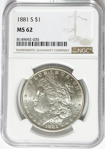 1881 S $1 Morgan Silver Dollar MS62 NGC Uncirculated San Francisco