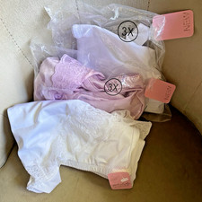 NEW 3 Pair Nylon 3x Lace High Waist Granny Panty Plus Size Brief Pink White NWOT