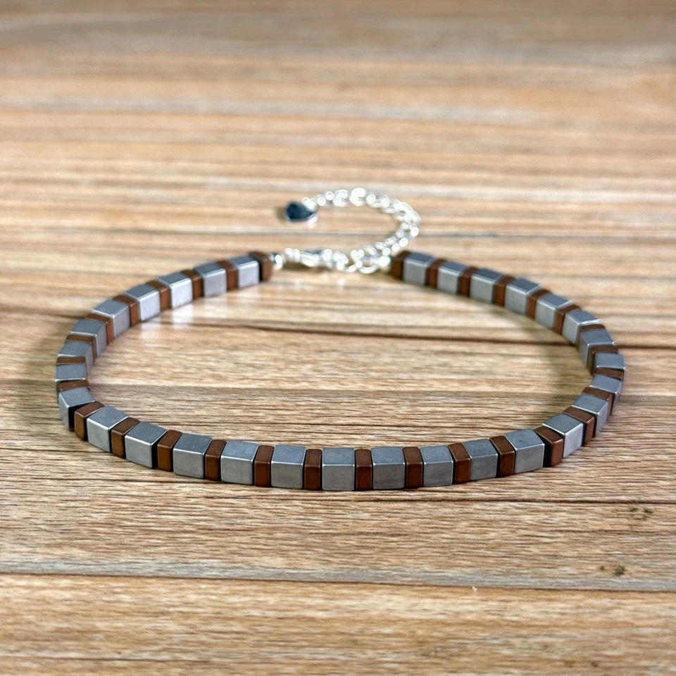 Мужской браслет матовый гематит драгоценный камень ювелирные изделия ручной работы целебная энергия подарки - Изображение 3 из 4