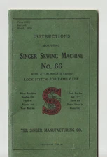 Antique 1924 Singer Model 66 'Red Eye' Sewing Machine Instruction Manual