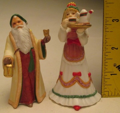 G  Lenox Miniature Santa Collection Set of Two MIB Santa and Mrs Claus with Coco