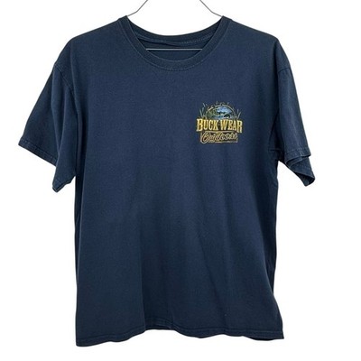 Buck Wear Outdoors Men's Navy Blue T Shirt Fishingitis Got It Reel Bad M/L