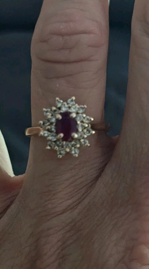 STARBURST ruby and diamond cluster ring 14kt gold… - image 13