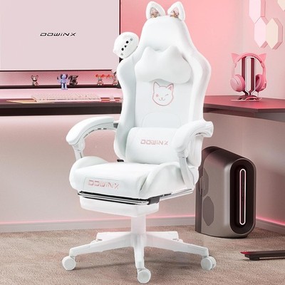 Dowinx Gaming Chair Cute with Cat Ears and Massage Lumbar Support, Ergonomic ...