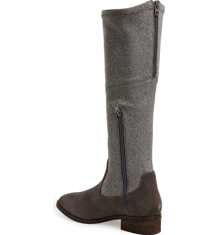 Botas hasta la rodilla Klub Nico Zuri gris franela marrón gamuza tacón apilado Foto 4 de 4