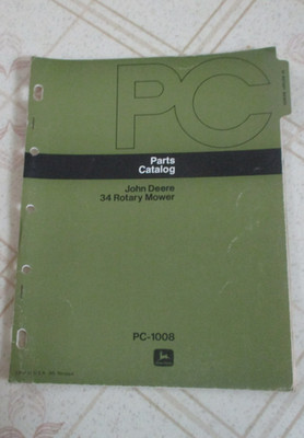 John Deere 34 Rotary Mower parts catalog Original!