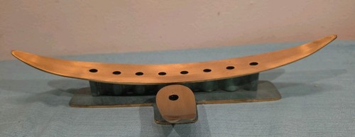 Vintage Pal-Bell Brass Menorah Mid-Century Modern Israel Boat Shape