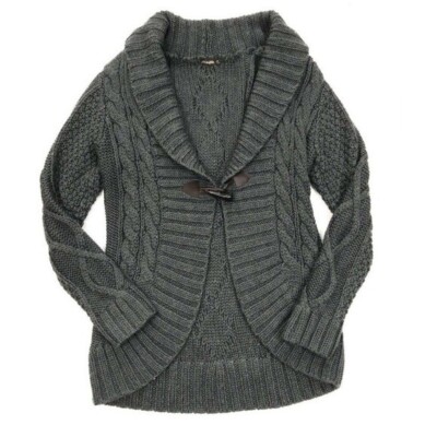 Wool Toggle chunky Cable knit cardigans Gray luxury women’s size S