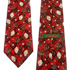 TABASCO Men's 100% Silk Tie Red Golf Pattern Vintage Made in USA