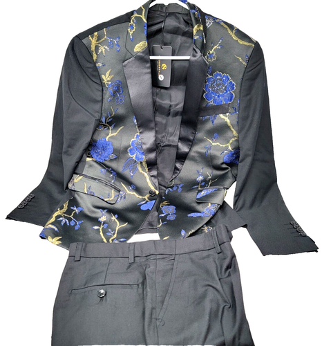 Cloudstyle Mens Suits One Button Floral Blazer 2Pcs Wedding Suits Jacket & Pants