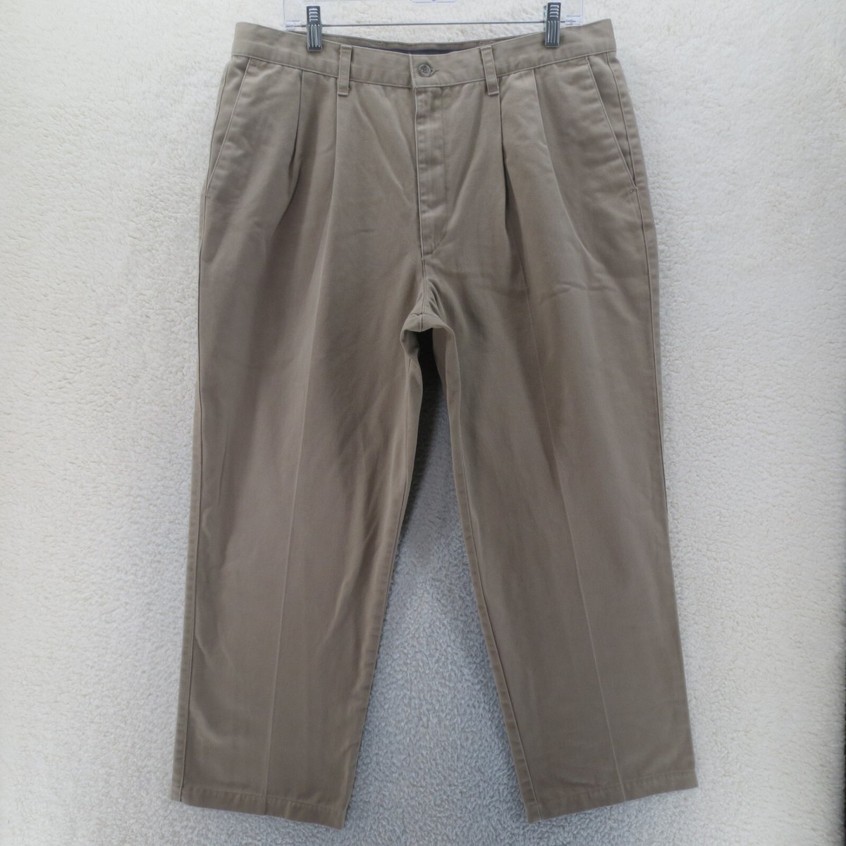 Vintage Dockers Pants Mens 36x28 Tan Khaki Casual Made in USA No Wrinkle