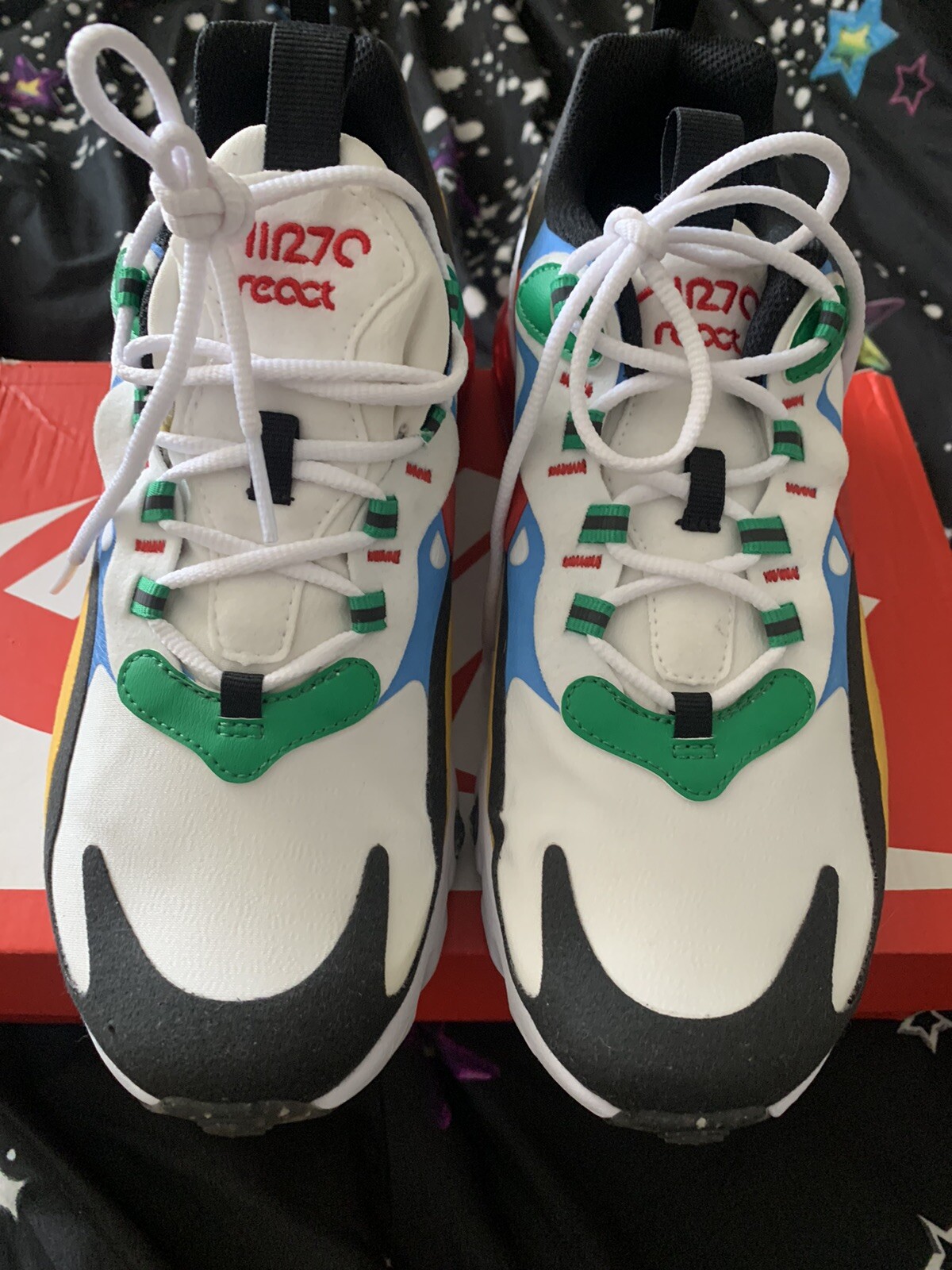 NIKE AIR MAX 270 REACT BG Multicolor Women’s Size 8,5/ Y Size 7/ 25 cm NWBox image 2