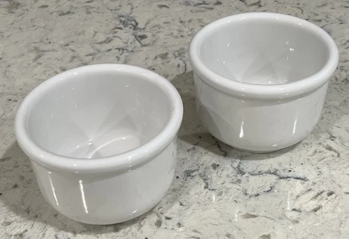 Vintage McCoy LTD Pottery Set Of 2 White Footed Soup Chili Bowl Crock