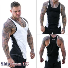 Men Gym Workout Singlets Fitness Sports Training Tank Top Muscle T-Shirt Tee