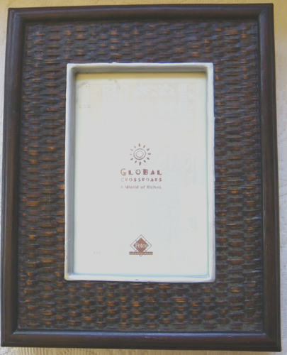 Vintage Fetco Global Crossroads 4 x 6 Bilderrahmen Schreibtisch "Gewebte Korboptik" - Bild 3 von 4