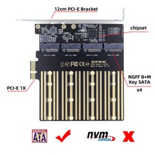 4 M.2 SATA NGFF SSD to PCI-E X1 Expansion Card Adapter with 12cm PCI-E Bracket