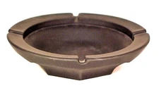 Black SATIN Glass Ashtray 7" Vintage  4 Narrow Rests  Georgian Facets  ash071x2