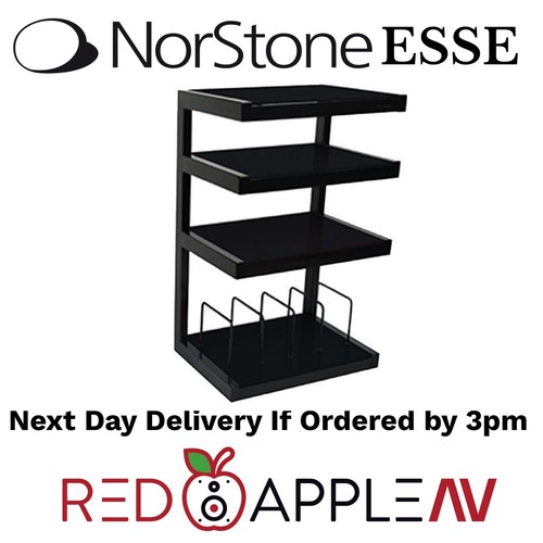 Norstone Esse nero con ripiani neri rack/supporto Hi-Fi con deposito vinile - Foto 1 di 5