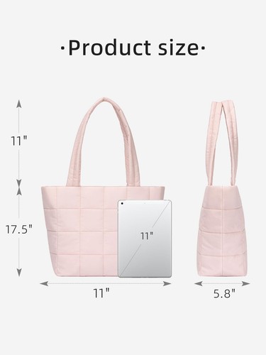 Puffer Tote Bags for Women Puffy Quilted Purse Nylon Shoulder Bag and Handbag...
