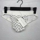 Todd Sanfield Thong Men's Large White Chevron Two Line Supima Underwear NEW