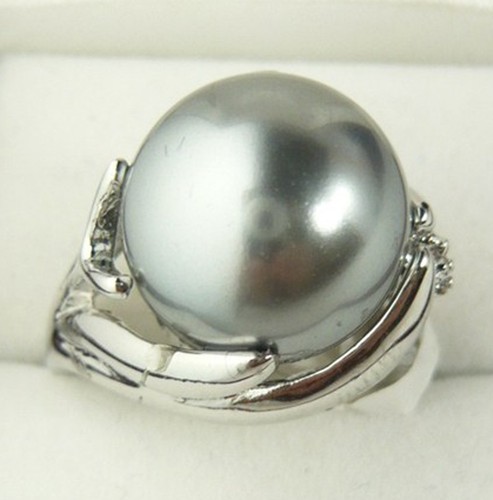 7Colors 14mm South Sea Round Shell Pearl Gemstone Jewelry Ring Size AAA+ - Picture 2 of 8