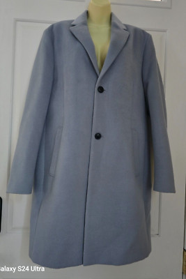 NEW Topman Women's Blue Long Sleeve Button Front Trench Coat SZ/M NWOT