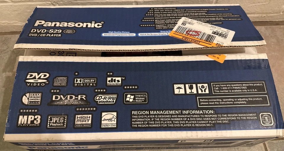 Panasonic DVD-S29 DVD CD Player New Open Box NOS MULTI-FORMAT W/ Remote Box - Image 2 of 4