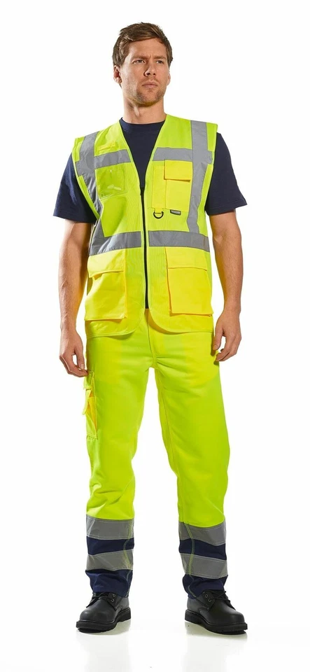 EXECUTIVE HI VIS VIZ VISIBILITY ZIP ID HOLDER SAFETY MOTORCYCLE VEST WAISTCOAT - Image 4 of 4