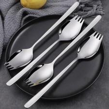 1pc Stainless Steel Spork Dual Purpose Dessert Salad Fork Spoon Soup Cutlery