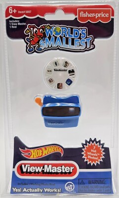 New Worlds Smallest Hot Wheels Blue  View-Master Reel With 7 Photos View Master