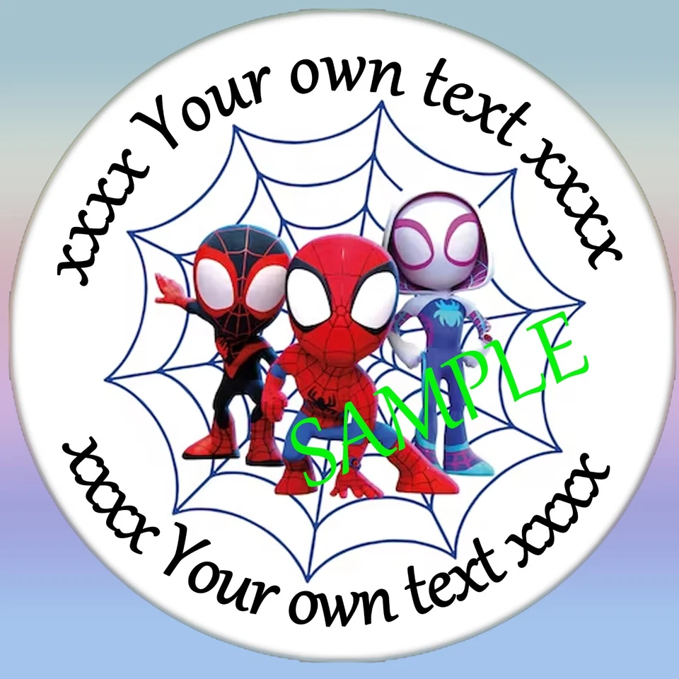 Personalised Stickers Gift Party Bags Sweet Cone Labels Spider and friends