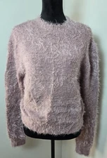 🩷 Love Tree Sweater Top Medium Dark Pink Fuzzy Crewneck Warm 