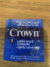 Okamoto Crown Latex Male Condom. 5 Condoms to a Pack. Only $3.00. Wow! EXP 2029.