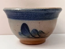 Vtg 1990 ROWE Pottery Salt Glaze Floral Stoneware Hand Made Small Bowl, Marked
