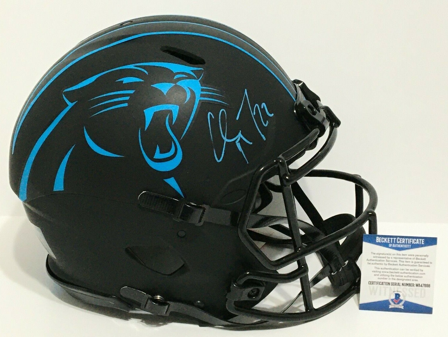 Christian McCaffrey Autographed Signed Carolina Panthers F/S Authentic Eclipse Helmet BAS 