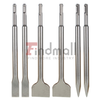 6-Pack Concrete Drill Bit Set Includes Point Chisel + 20mm & 40mm Flat Chisel