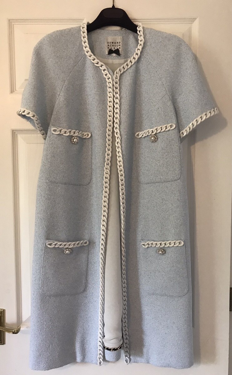 Edward Achour Paris Longline Jacket/coat 38 M 10 Pastel Blue | eBay