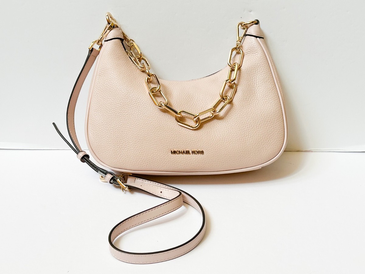 MICHAEL KORS CORA LARGE SHOULDER CROSSBODY LEATHER BAG POWDER  