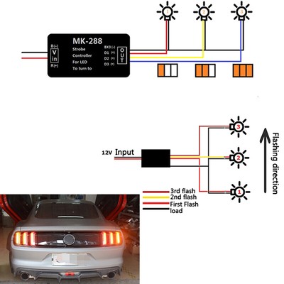 Chase Flash-Modul-Boxen, 3-stufige sequentielle Universal-Blinker für Auto