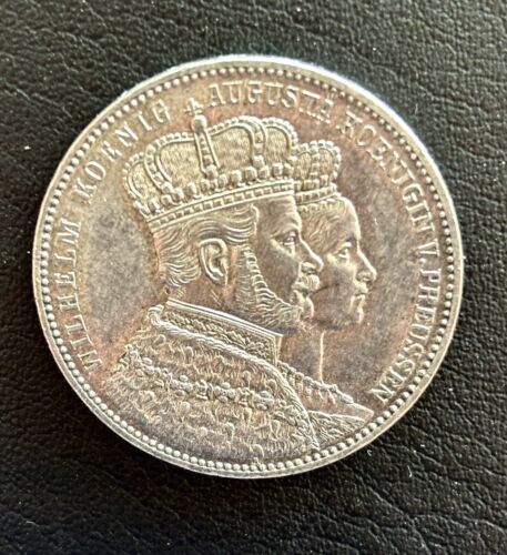 PRUSSIA 1 Thaler 1861 A - Silver 0.900 - Coronation - AU Condition- Km488 - Picture 1 of 3