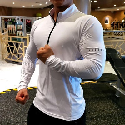 Qui Dry Running Shirt Men T-shirt Long Sleeve Compression Shirts Gym T-shirt F