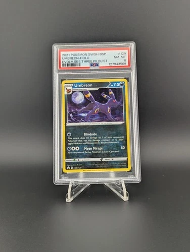 PSA 8 Umbreon SWSH129 Holo Black Star Promo Evolving Skies 3 Pack Blister
