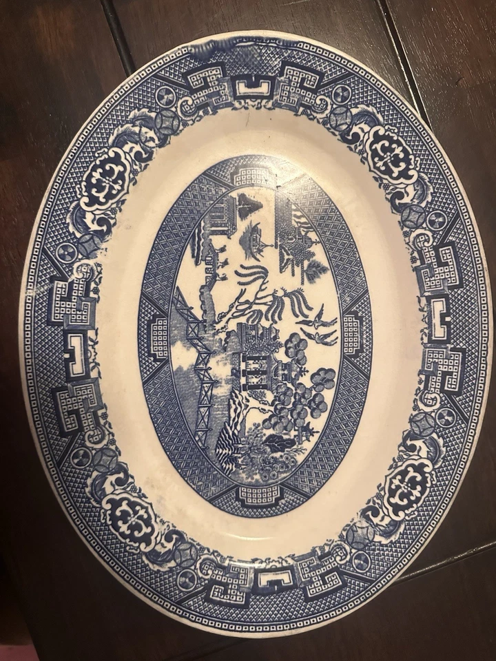 Set Of 2 Vintage Homer Laughlin Blue Willow 11-3/4" Platters - Image 4 of 4