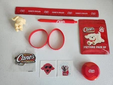 Raising Cane’s Merchandise Lot Bundle Keychain, Bracelets, tattoos- Etc 10 Items