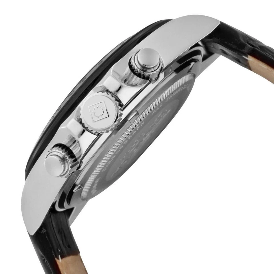 Invicta 10707 Nero Speedway Cronografo Tachimetro Pelle Cinturino Uomo Orologio - Immagine 3 di 4