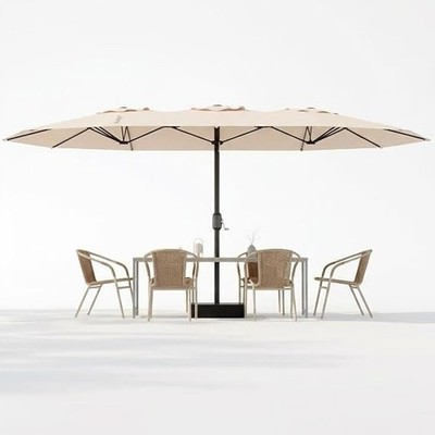 15ft Large Patio Umbrellas with Base Outdoor Double-Sided Big Market Umbrella