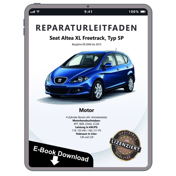 Seat Altea 5P5 2006-2015 4-Zyl. Benzinmotor 160-211 PS Reparaturleitfaden Ebook-image