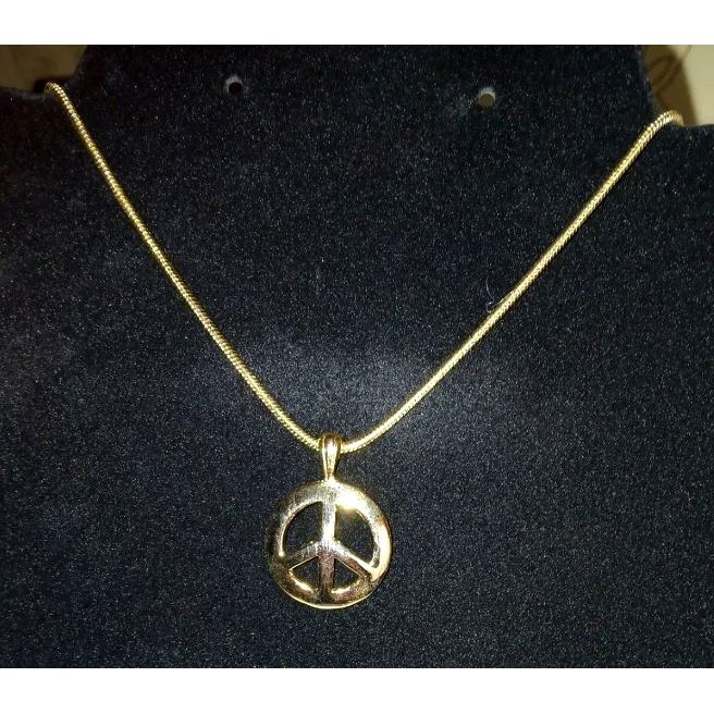 Collier Peace and Love plaqué or jaune 750 anti-ternissement pour peaux sensibles