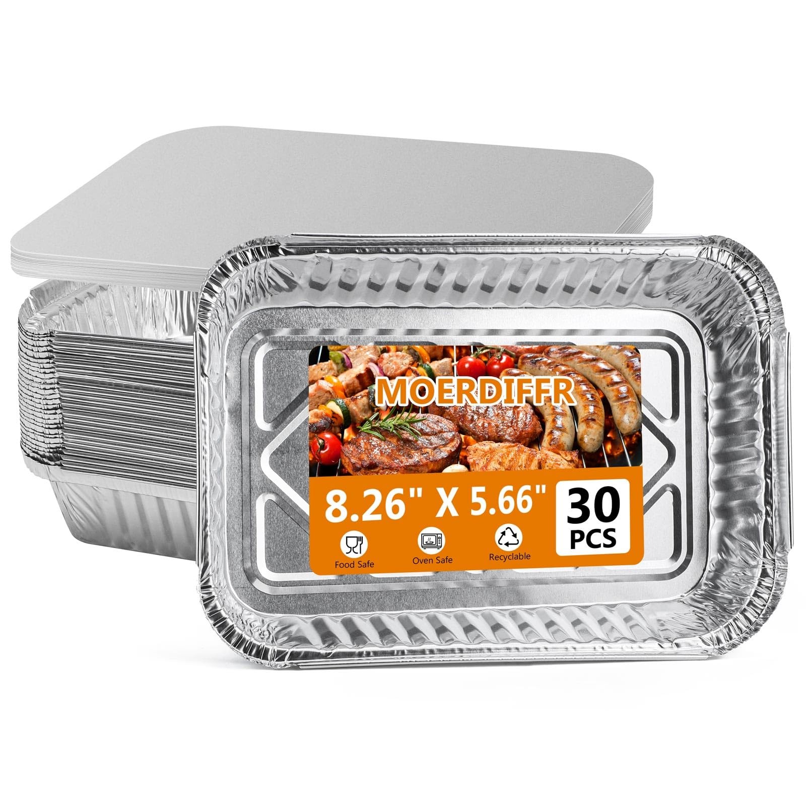 Plateaux aluminium rigides avec couvercles lot de 30 moules de cuisson durables